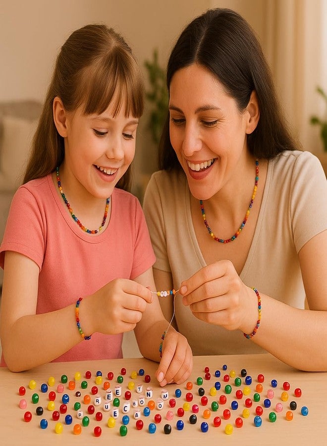 ambitieux Bracelet Making Craft Kit 12 Types of Colorful 400+ pcs of Plastic Beads with Elastic (Light 12 Moon with Evil Eye) - Image 5